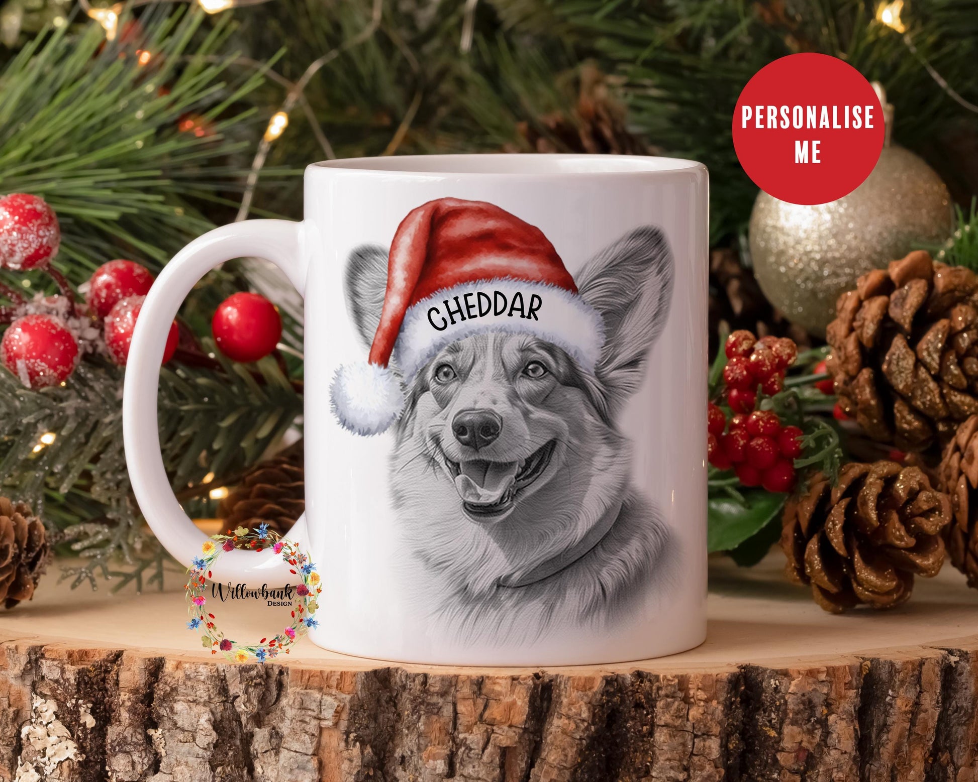 Personalised Corgi Christmas 11oz Mug