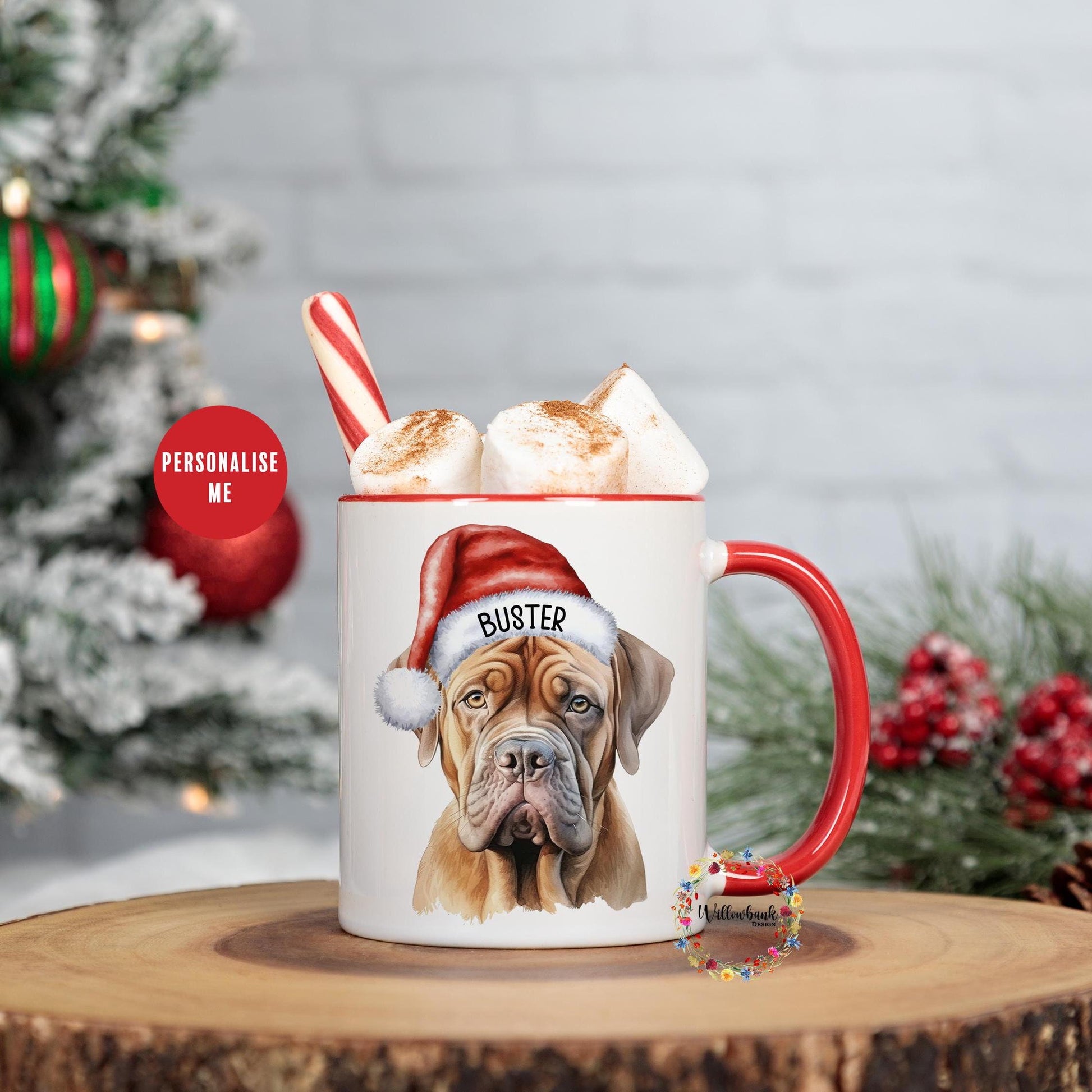 Personalised Dogue de Bordeaux Christmas 11oz Mug l Dog Lover l Santa Dogs l Puppy Gift l Stocking Filler l Dog Mama