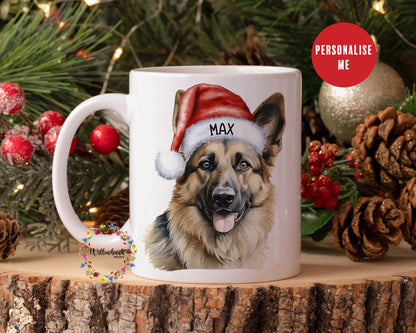 Personalised German Shepherd Christmas 11oz Mug l Dog Lover l Santa Dogs l Puppy Gift l Stocking Filler l Dog Mama