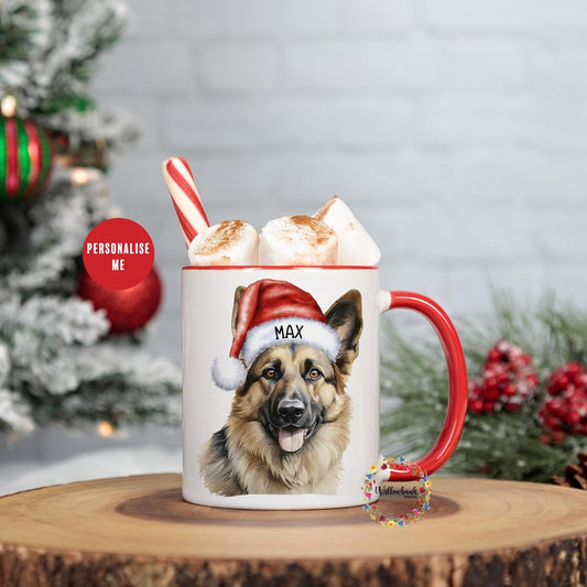 Personalised German Shepherd Christmas 11oz Mug l Dog Lover l Santa Dogs l Puppy Gift l Stocking Filler l Dog Mama