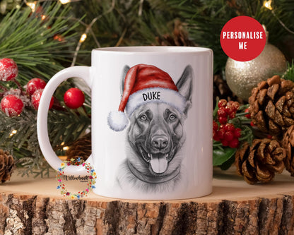 Personalised Belgian Malinois Christmas 11oz Mug l Dog Lover l Santa Dogs l Puppy Gift l Stocking Filler l Dog Mama