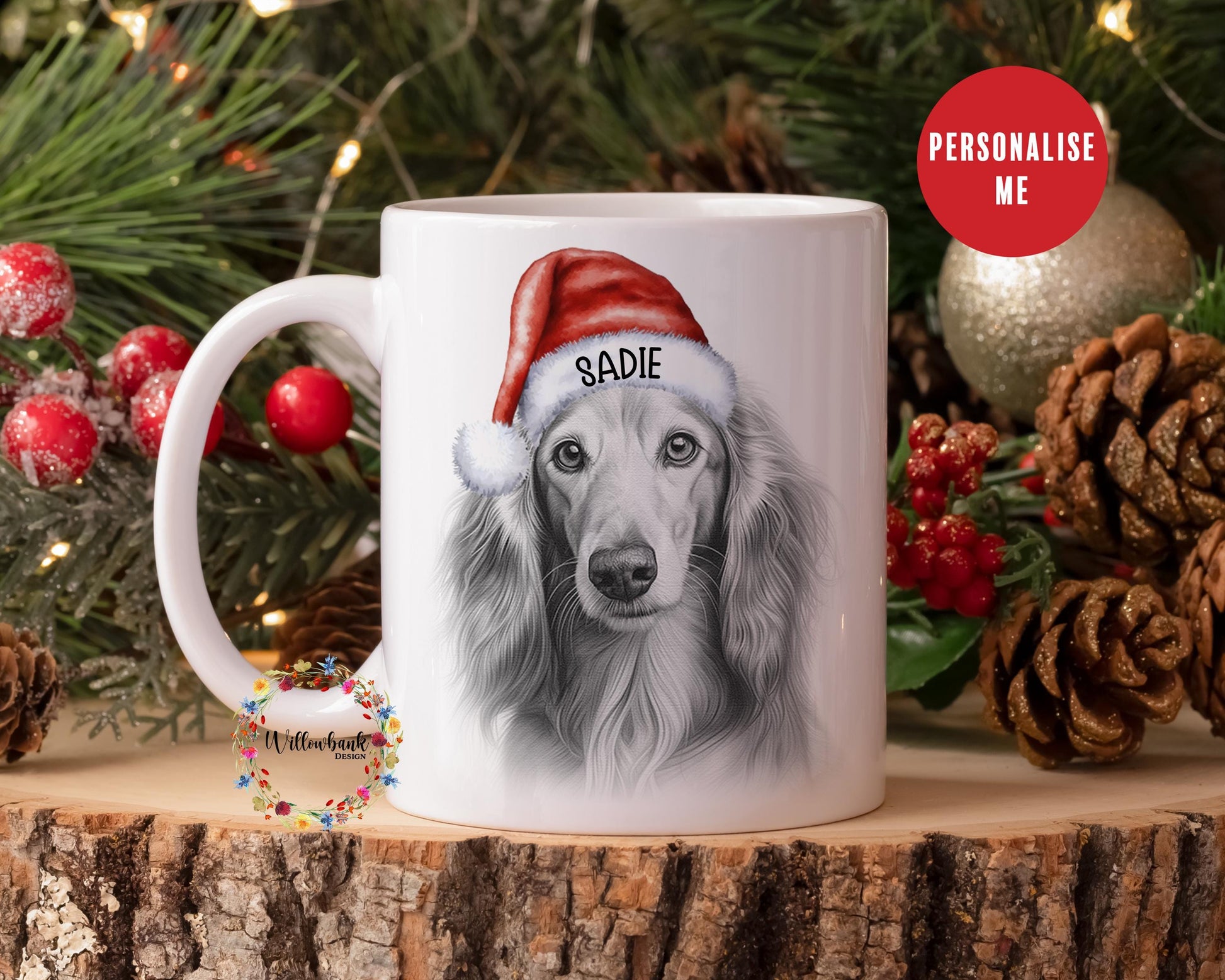 Personalised Saluki Christmas 11oz Mug l Dog Lover l Santa Dogs l Puppy Gift l Stocking Filler l Dog Mama