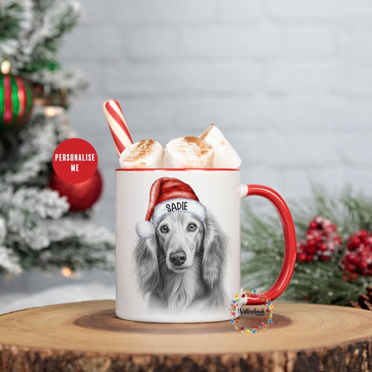 Personalised Saluki Christmas 11oz Mug l Dog Lover l Santa Dogs l Puppy Gift l Stocking Filler l Dog Mama