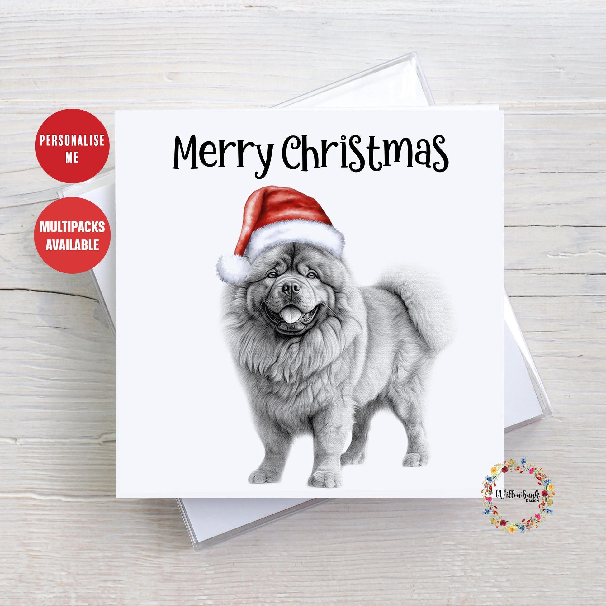 Personalised Chow Chow Christmas Card l Dog Lover Festive Card l Santa Dogs l Dog Mama l Puppy Xmas Card