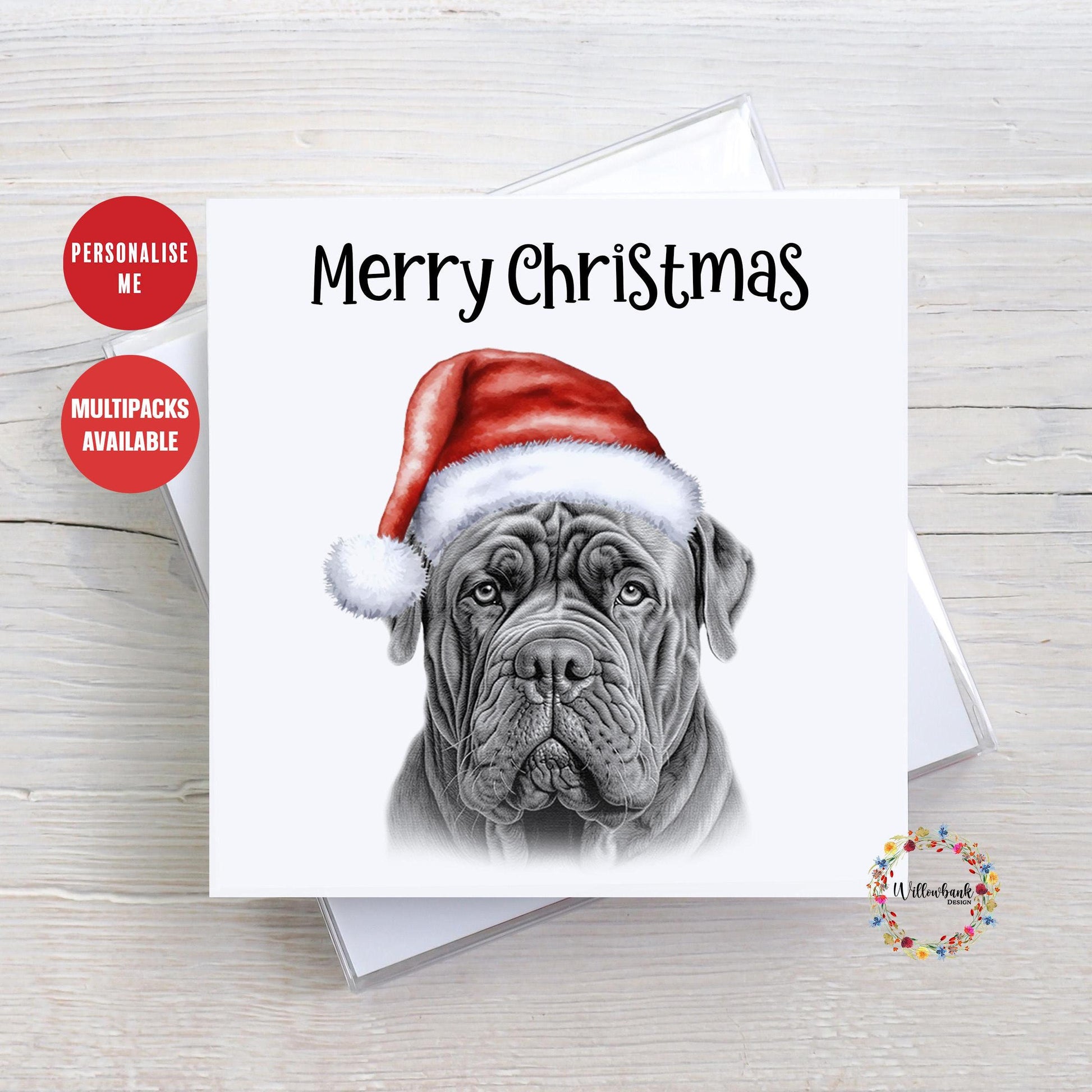 Personalised Bull Mastiff Christmas Card l Dog Lover Festive Card l Santa Dogs l Dog Mama l Puppy Xmas Card