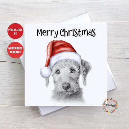 Multipack Personalised Bedlington Terrier Christmas Card