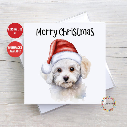 Multipack Personalised Bichon Frise Christmas Card l Dog Lover Festive Card l Santa Dogs l Dog Mama l Puppy Xmas