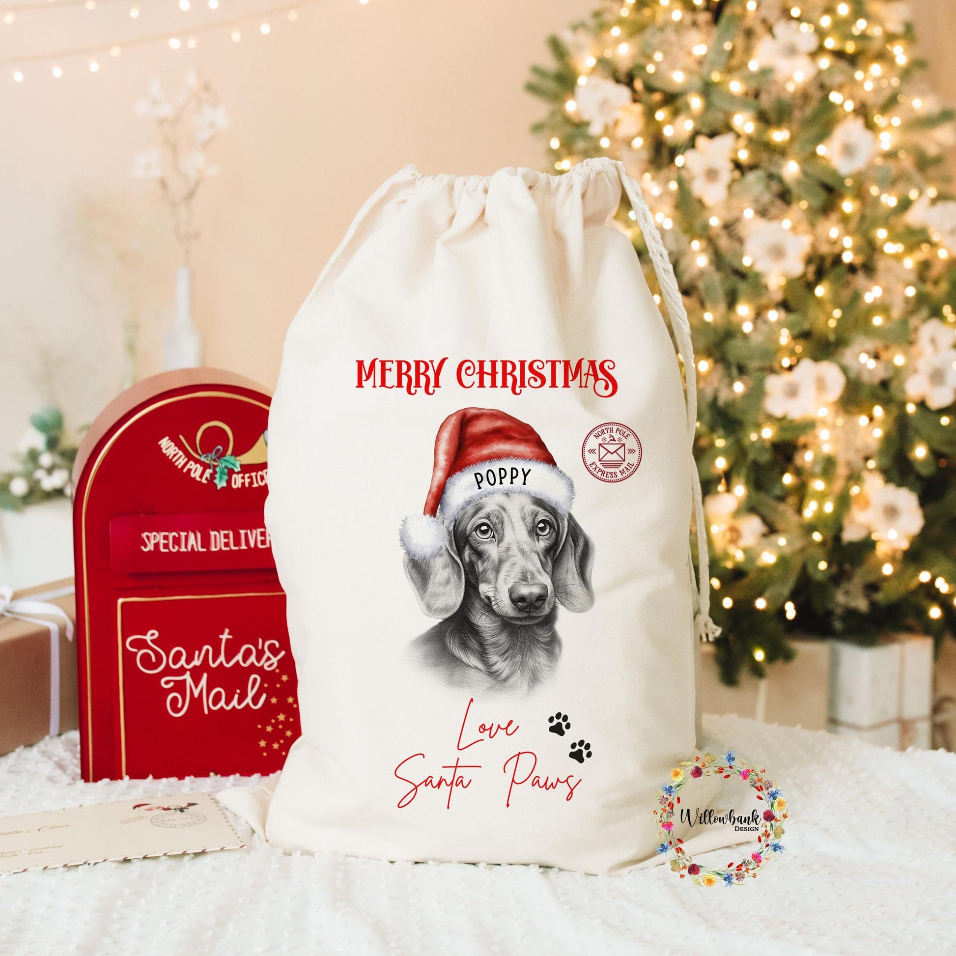 Dachshund Christmas Santa Sack l Sausage Dog l Personalised Christmas Sack l Xmas Eve Box l Xmas Bags l Dog Lover l Puppy Gift