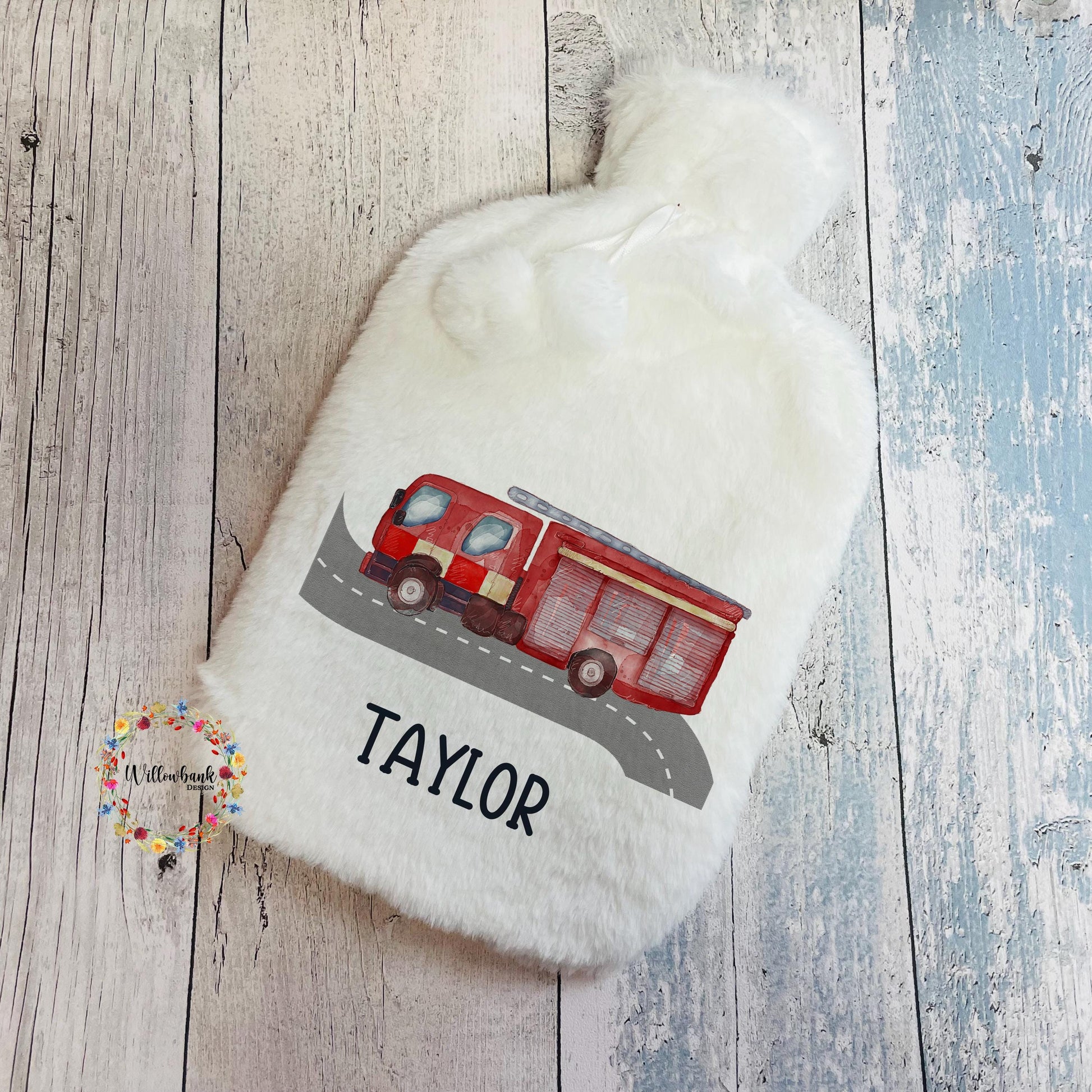 Personalised Hot Water Bottle l Fire Engine l Emergency Vehicle l Child Gift l Stocking Filler l Christmas Gift l Birthday Present