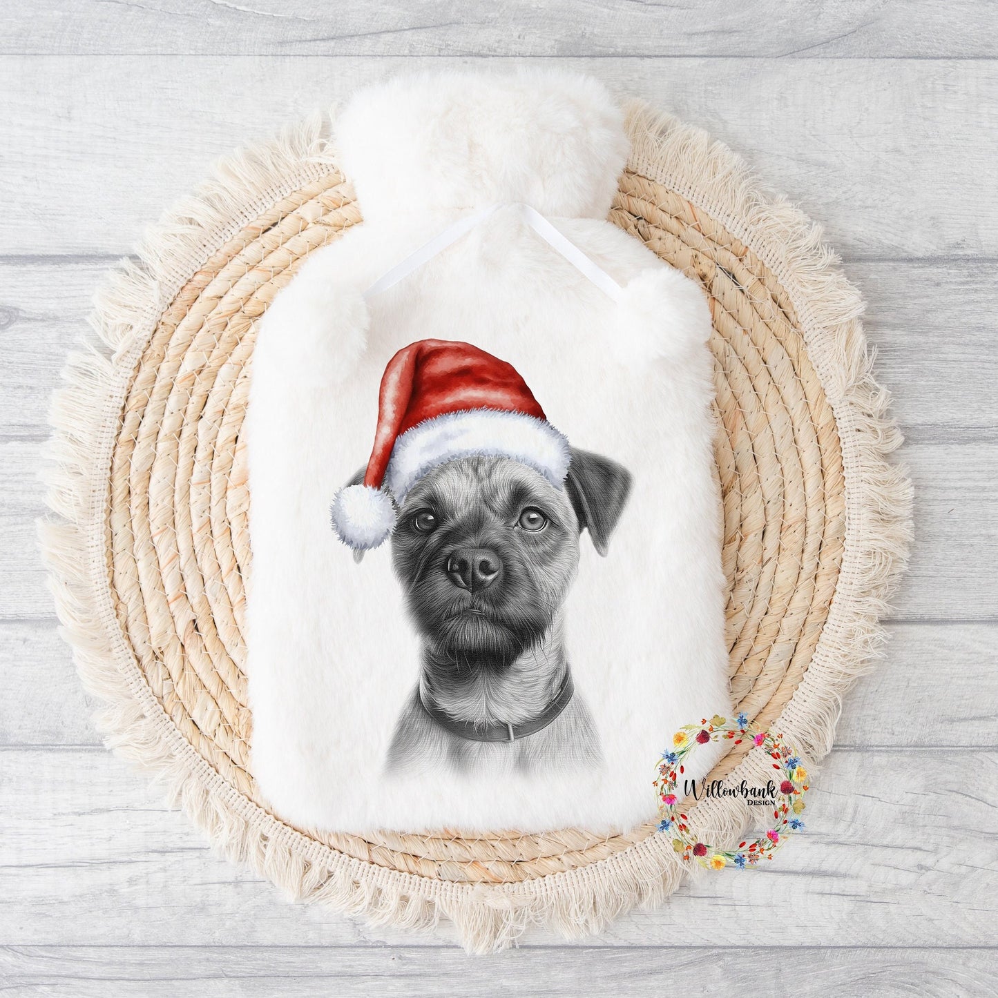 Personalised Border Terrier Hot Water Bottle l Christmas Gift Idea l Stocking Filler l Santa l Dog Lover Gift l Puppy Present