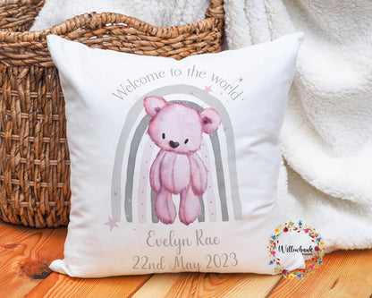 Welcome To The World New Baby Nursery Cushion