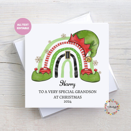 Elf Rainbow Christmas Card l Santa l Christmas Card For Child l Keepsake l Son Daughter Grandson Grandaughter l Nephew