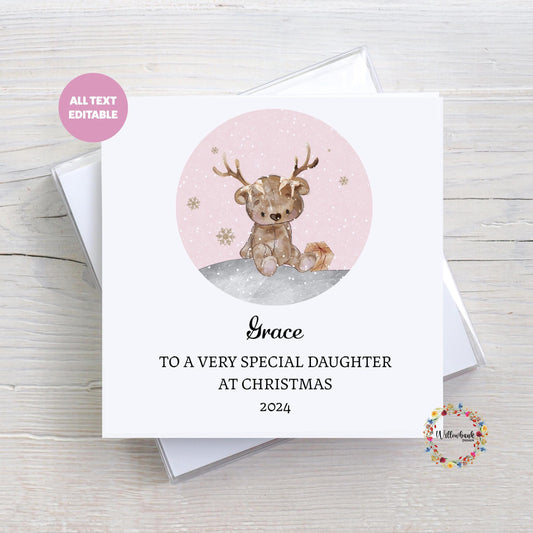 Reindeer Bear Christmas Card l Santa l Christmas Card For Child l Keepsake l Son Daughter Grandson Grandaughter l Nephew