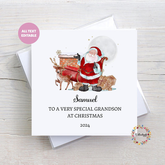 Santa's Sleigh Christmas Card l Father Christmas l Xmas Card For Child l Keepsake l Son Daughter Grandson Grandaughter Nephew Godson