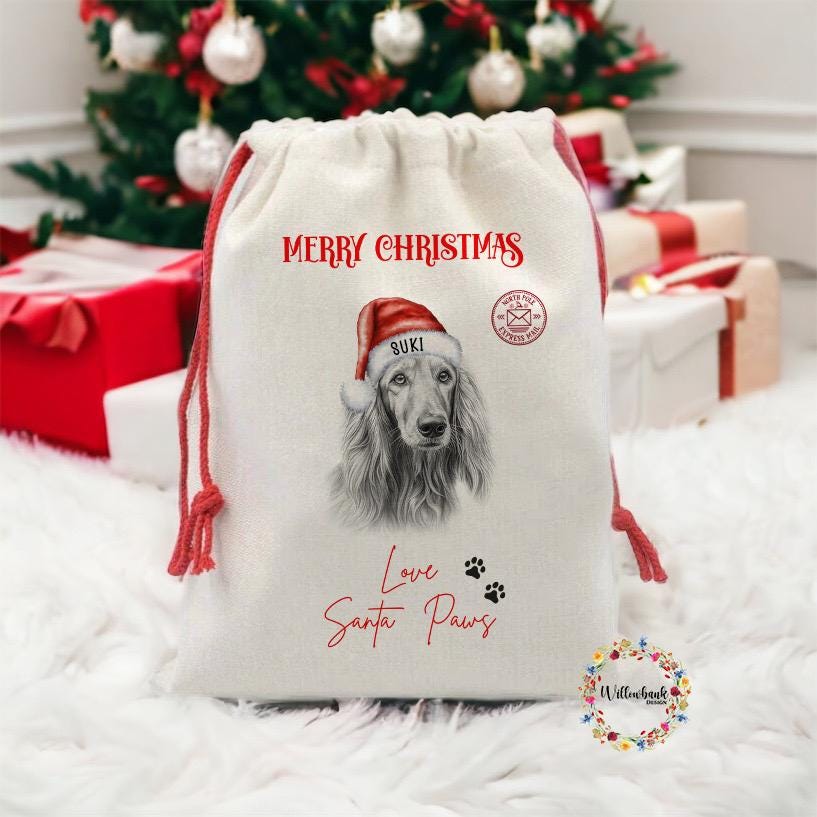 Afghan Hound Christmas Santa Sack l Personalised Christmas Sack l Xmas Eve Box l Xmas Bags l Dog Lover l Dog Mama