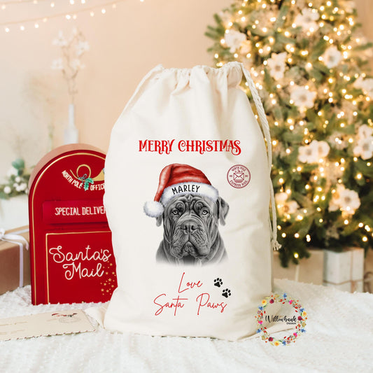 Bull Mastiff Christmas Santa Sack l Personalised Christmas Sack l Xmas Eve Box l Xmas Bags l Dog Lover l Puppy Gift