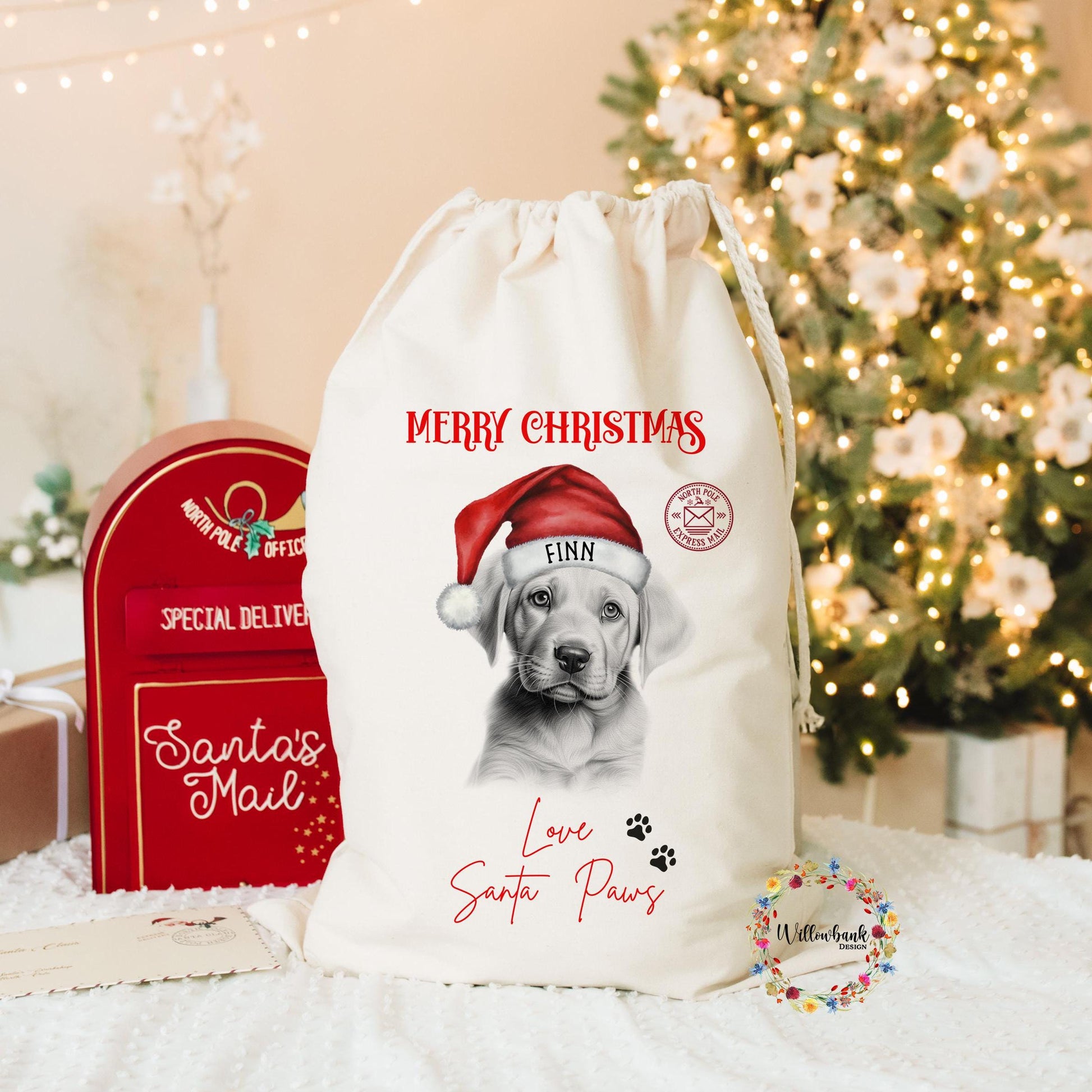 Labrador Christmas Santa Sack l Personalised Christmas Sack l Xmas Eve Box l Xmas Bags l Dog Lover l Puppy Gift