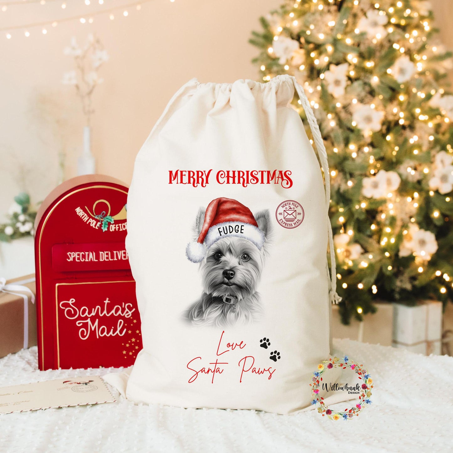 Yorkshire Terrier Christmas Santa Sack l Yorkie l Personalised Christmas Sack l Xmas Eve Box l Xmas Bags l Dog Lover l Puppy Gift