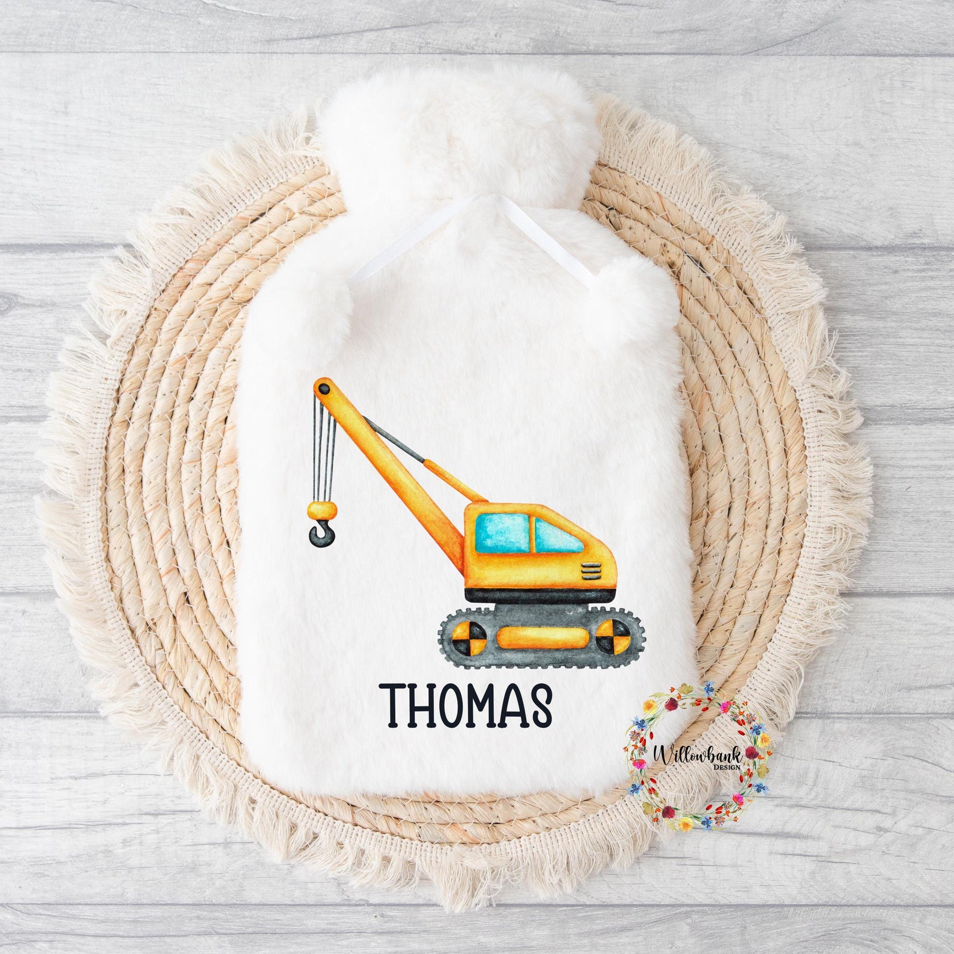 Personalised Construction Vehicle Hot Water Bottle