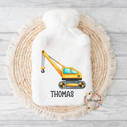 Personalised Construction Vehicle Hot Water Bottle