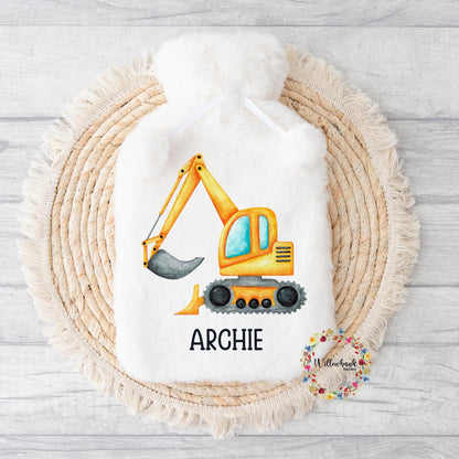 Personalised Construction Vehicle Hot Water Bottle