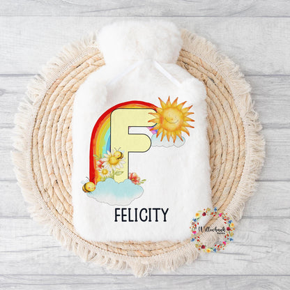 Personalised Rainbow Sunshine Hot Water Bottle