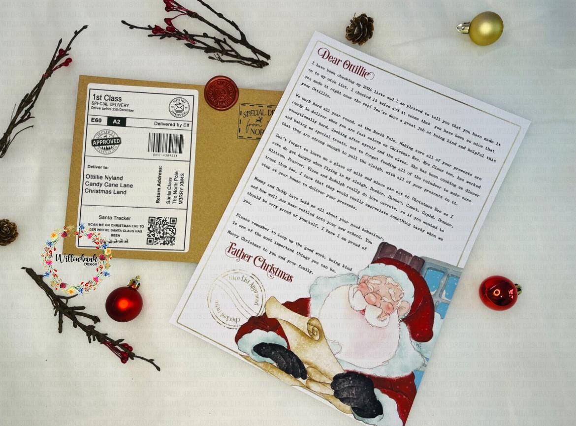 Personalised Letter From Santa - Nice List Certificate Meda
