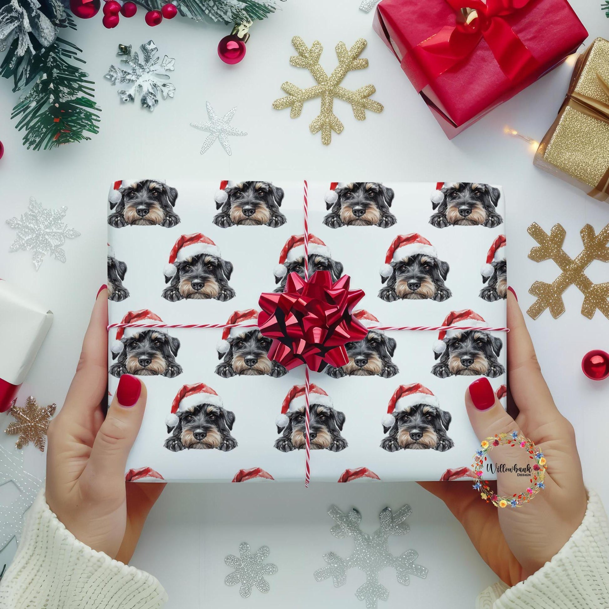 Miniature Schnauzer Christmas Wrapping Paper l Gift Wrap l Dog Xmas Paper