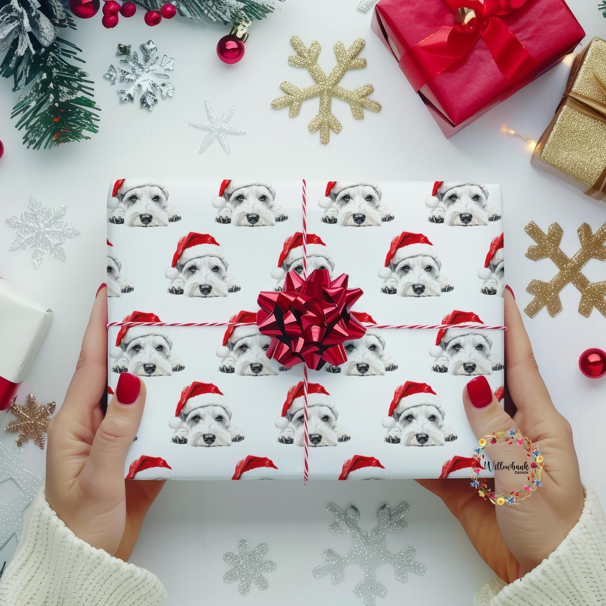Miniature Schnauzer Christmas Wrapping Paper l Gift Wrap l Dog Xmas Paper