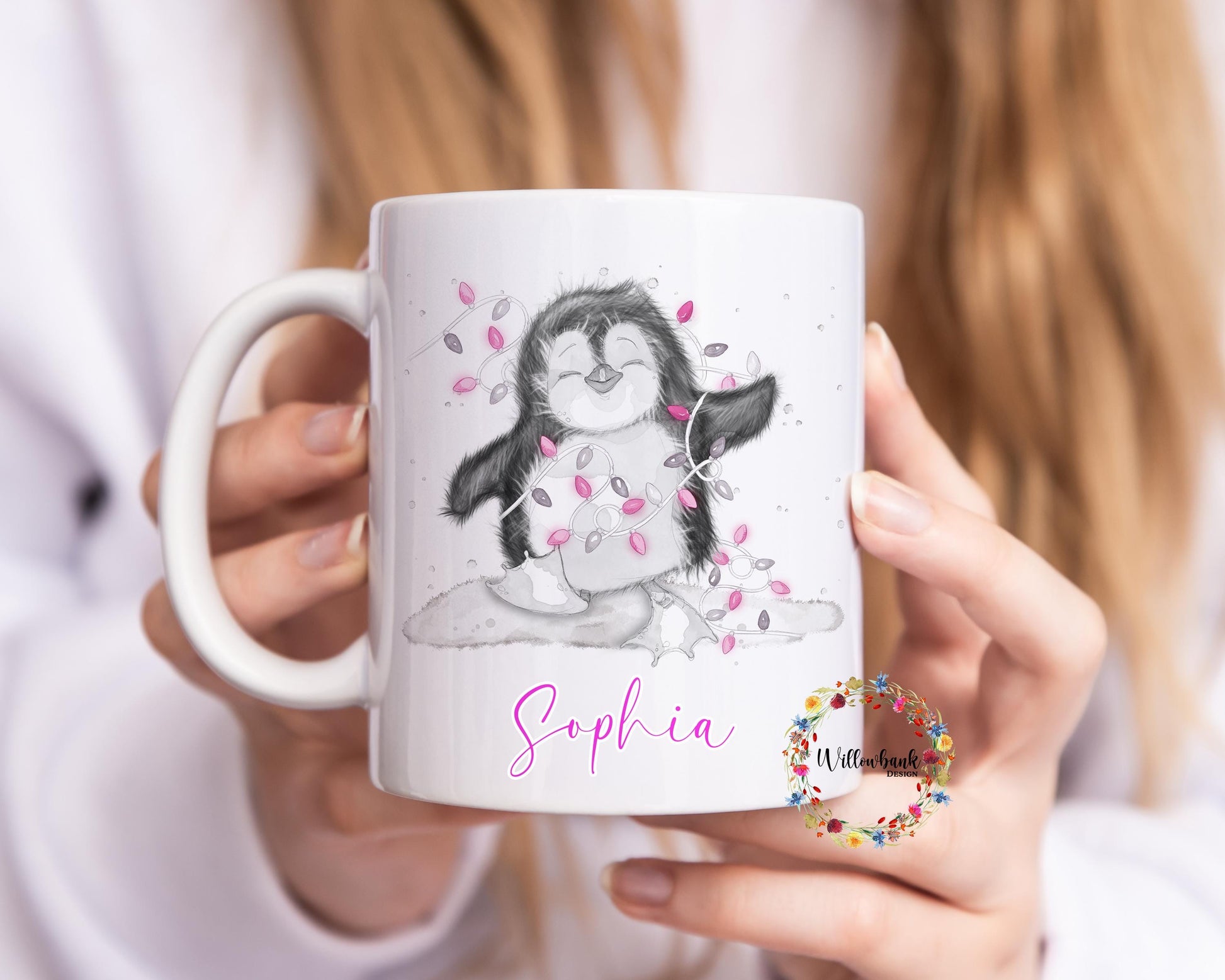 Personalised Christmas Baby Penguin Mug