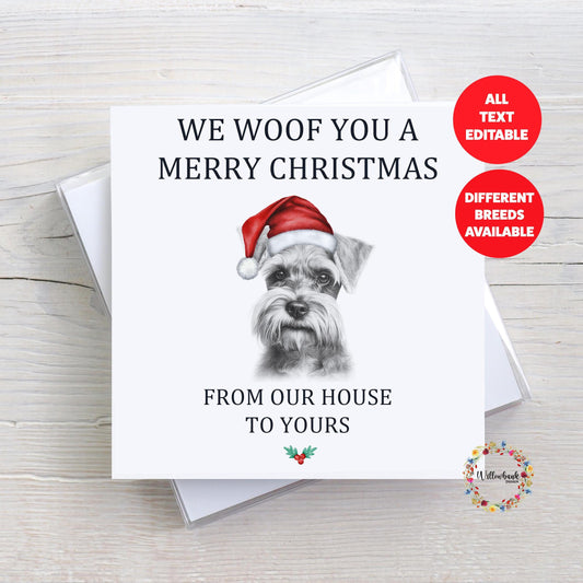 Personalised Sketchy Miniature Schnauzer Christmas Card