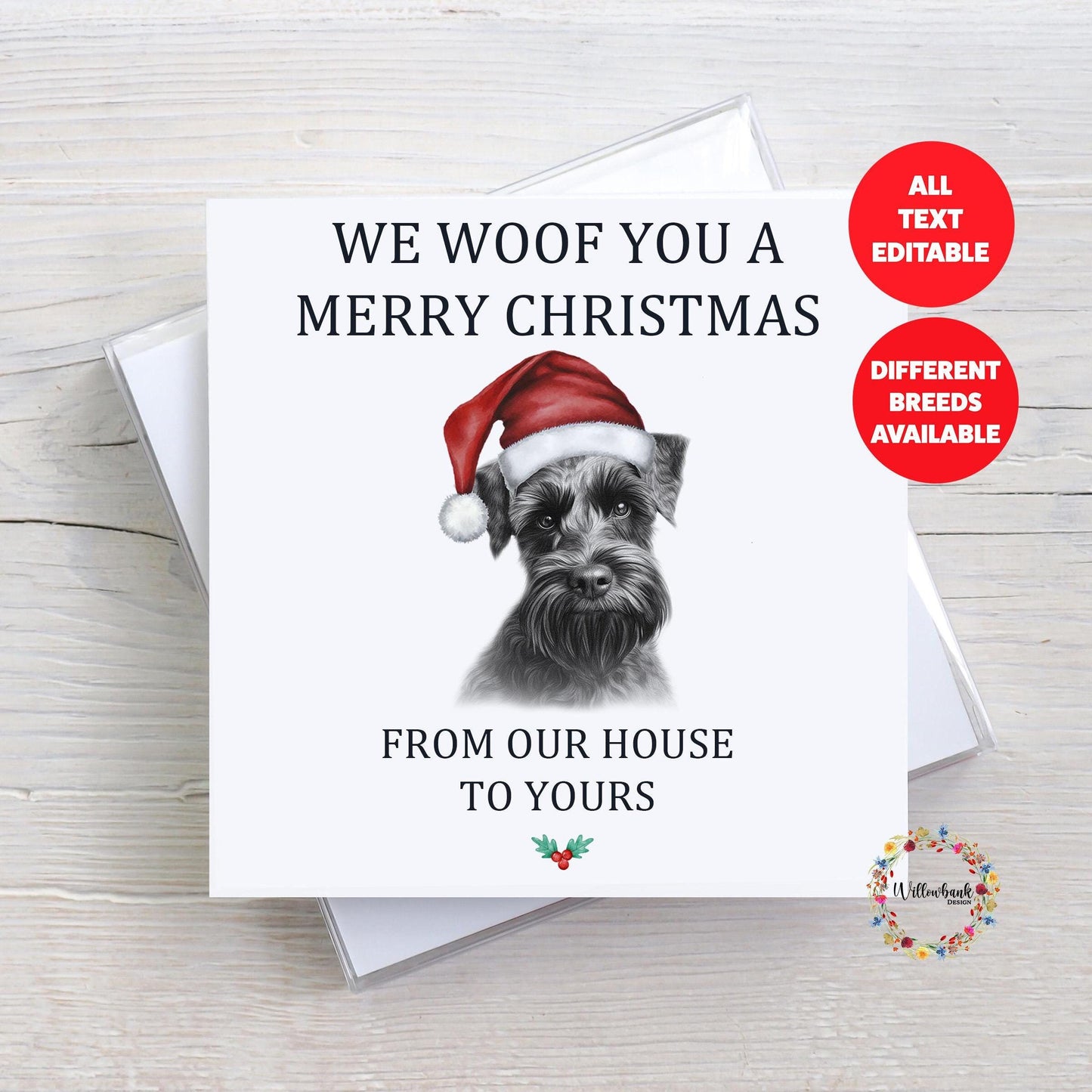 Personalised Sketchy Miniature Schnauzer Christmas Card