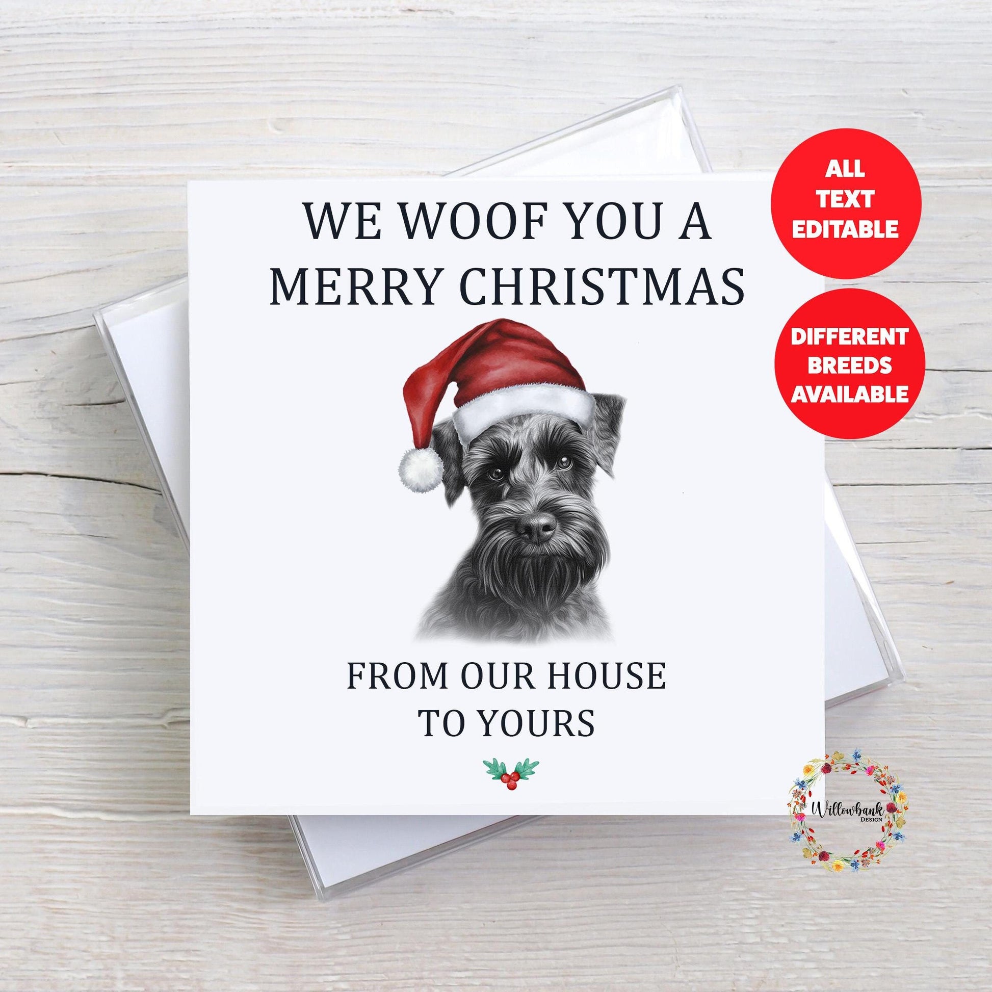 Personalised Sketchy Miniature Schnauzer Christmas Card
