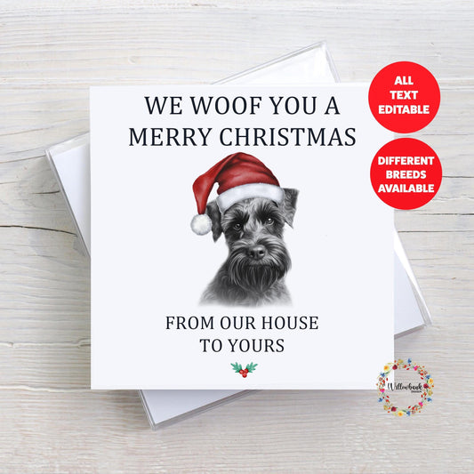 Personalised Sketchy Miniature Schnauzer Christmas Card