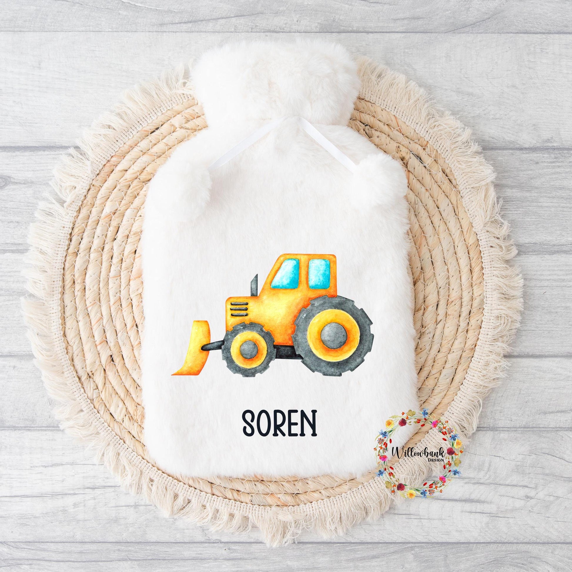 Personalised Construction Vehicle Hot Water Bottle