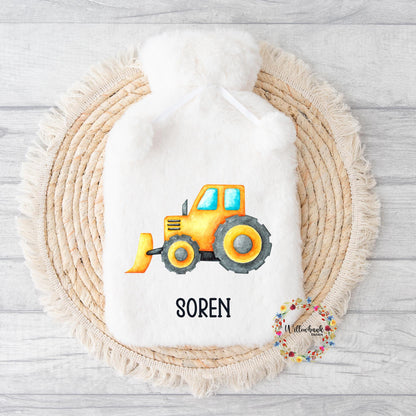 Personalised Construction Vehicle Hot Water Bottle