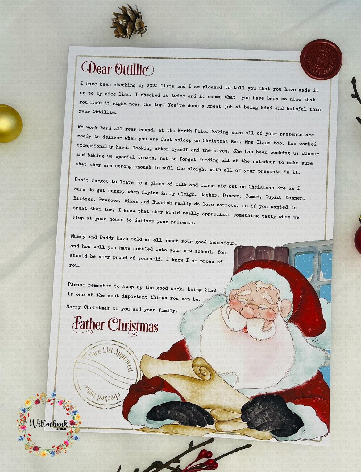 Personalised Letter From Santa - Nice List Certificate Meda