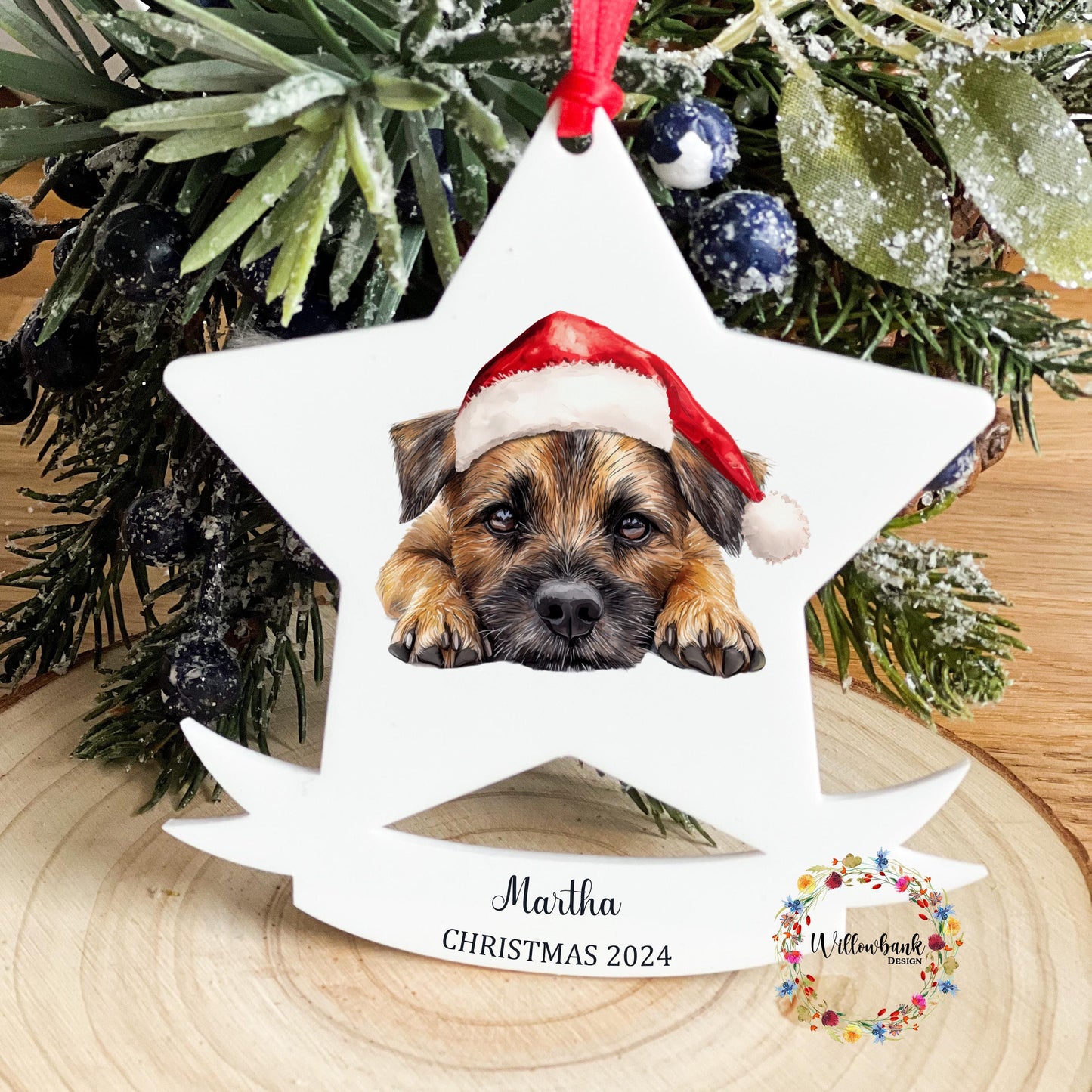 Custom Christmas Dog Tree Star Decoration