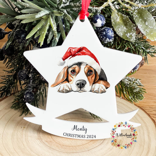 Custom Christmas Dog Tree Star Decoration