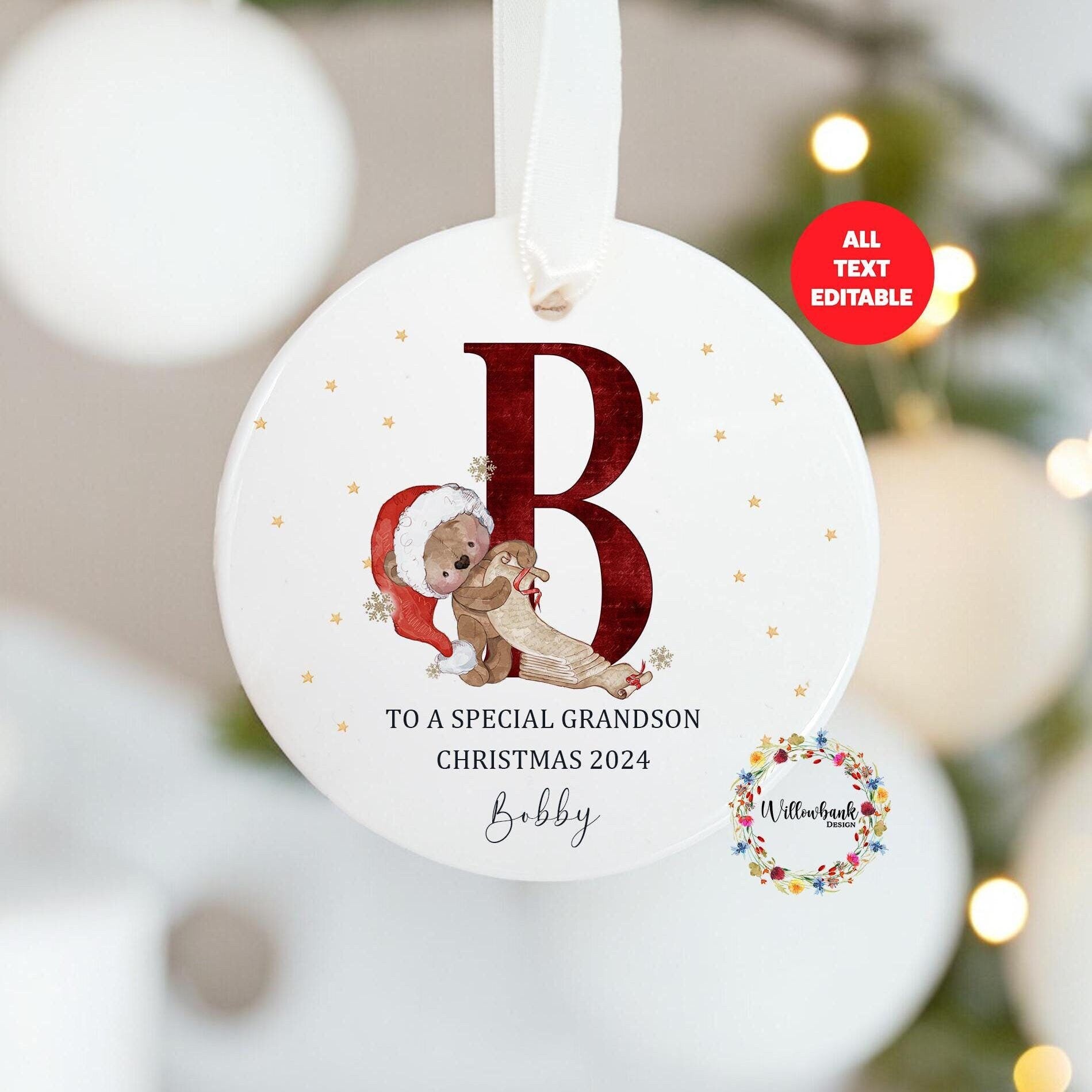 Personalised Santa Claus Bear Christmas Tree Decoration
