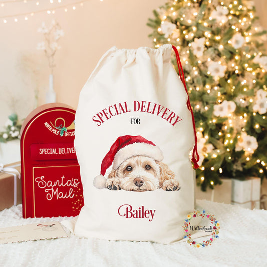 Custom Dog Christmas Santa Sack l Personalised Christmas Sack l Xmas Bags