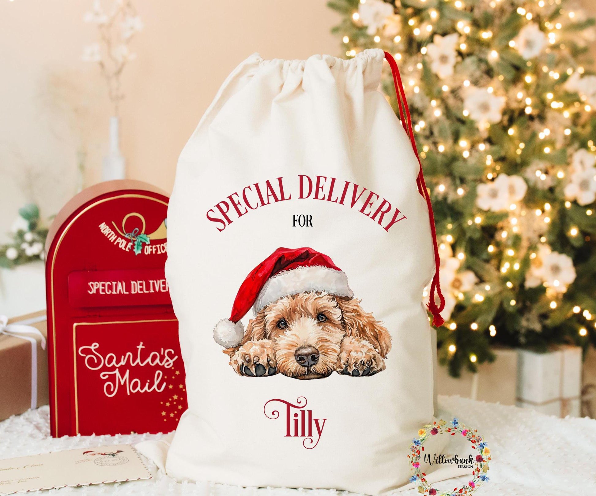 Custom Dog Christmas Santa Sack l Personalised Christmas Sack l Xmas Bags