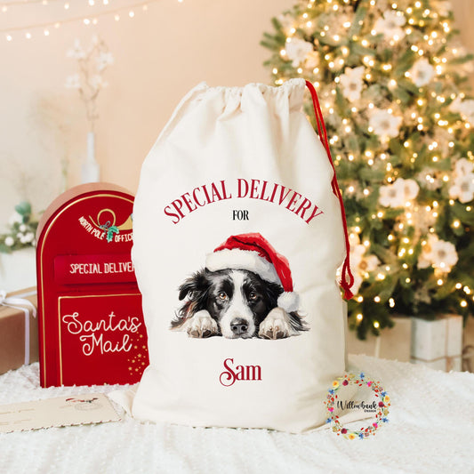 Custom Dog Christmas Santa Sack l Personalised Christmas Sack l Xmas Bags