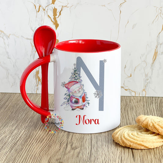 Personalised Santa Claus Mug | Stocking Filler l Hot Chocolate Mug & Spoon l Christmas Eve Box