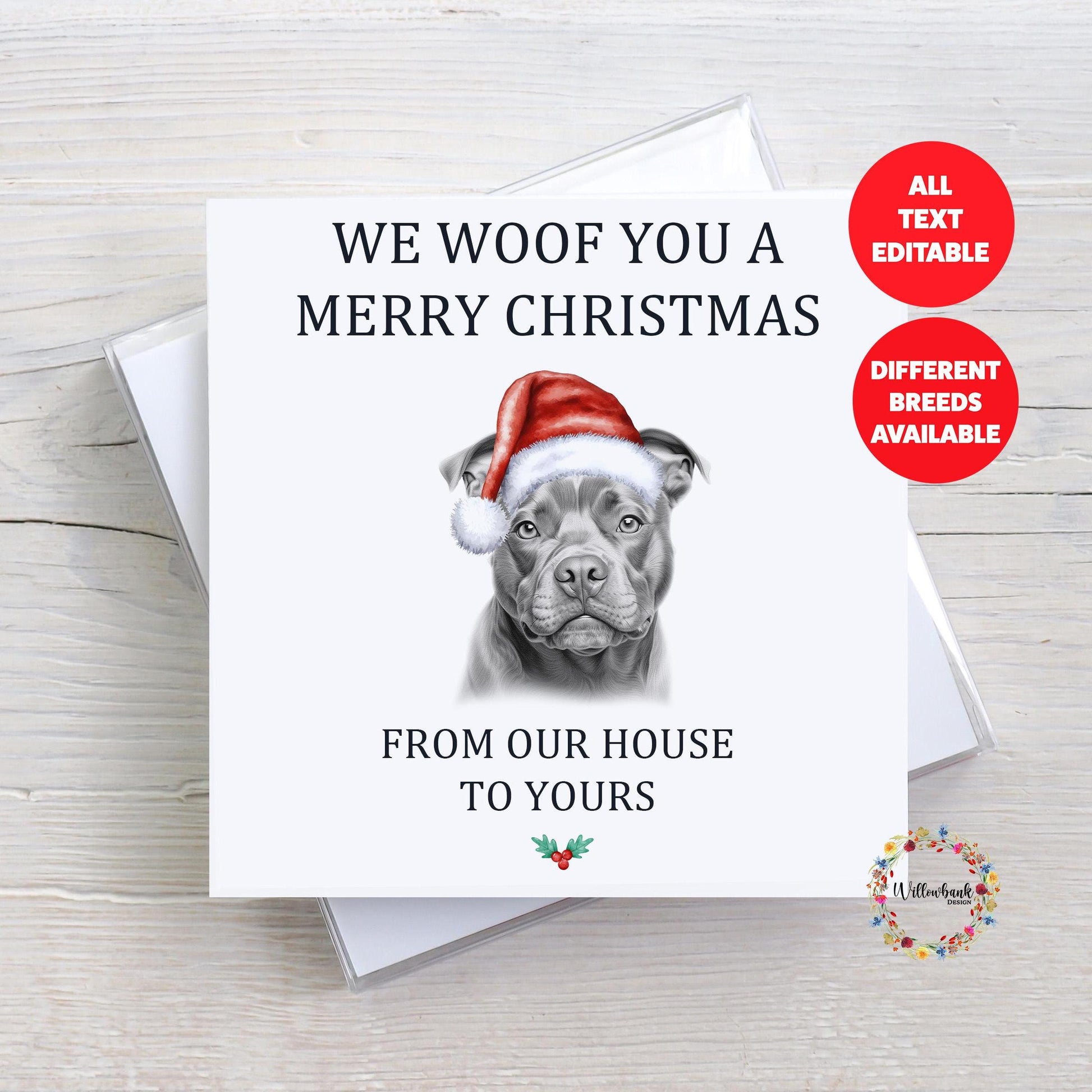 Personalised Staffy Christmas Card