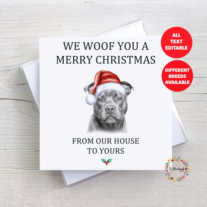 Personalised Staffy Christmas Card
