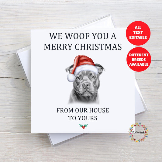 Personalised Staffy Christmas Card