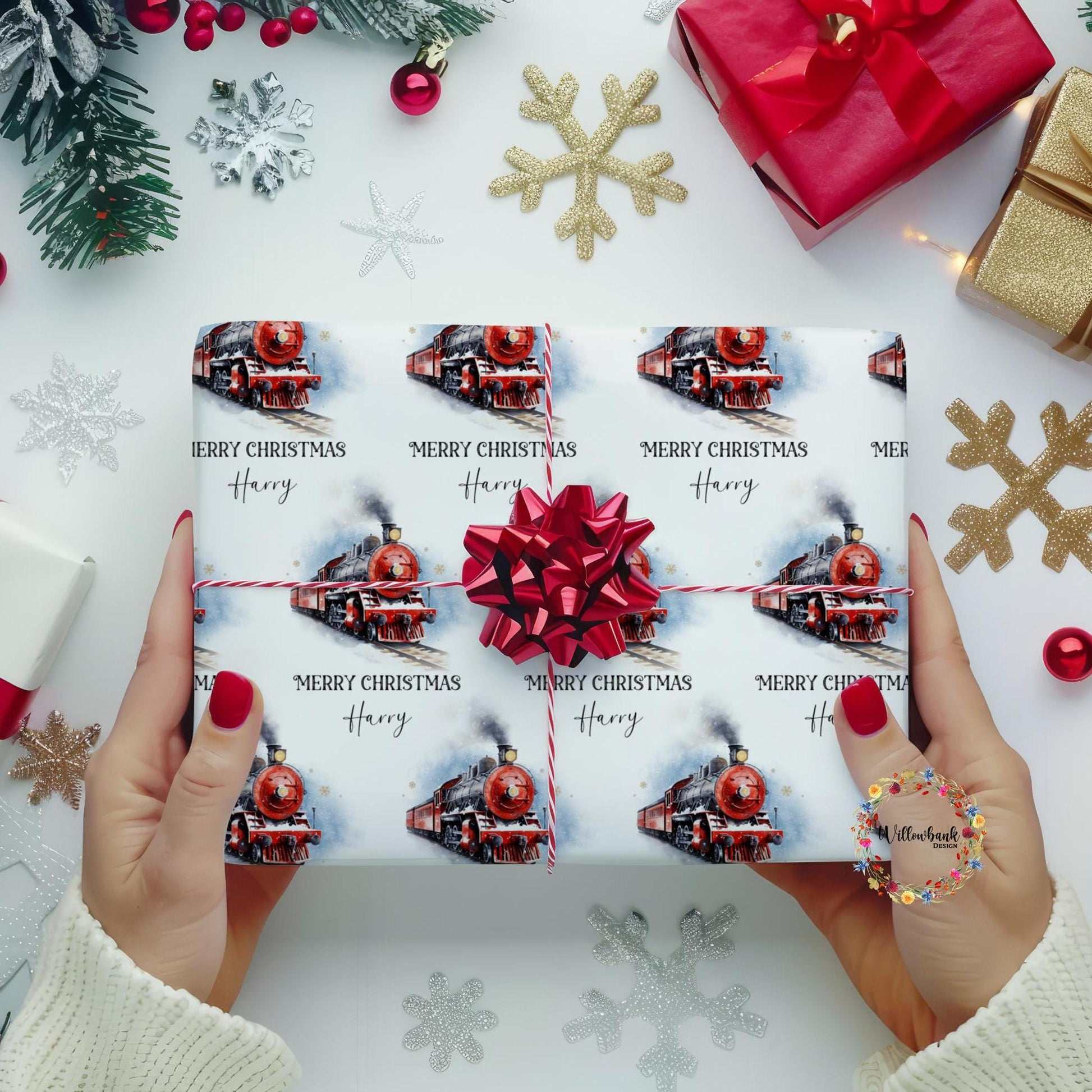 Personalised Christmas Train Wrapping Paper l North Pole Express l Gift Wrap
