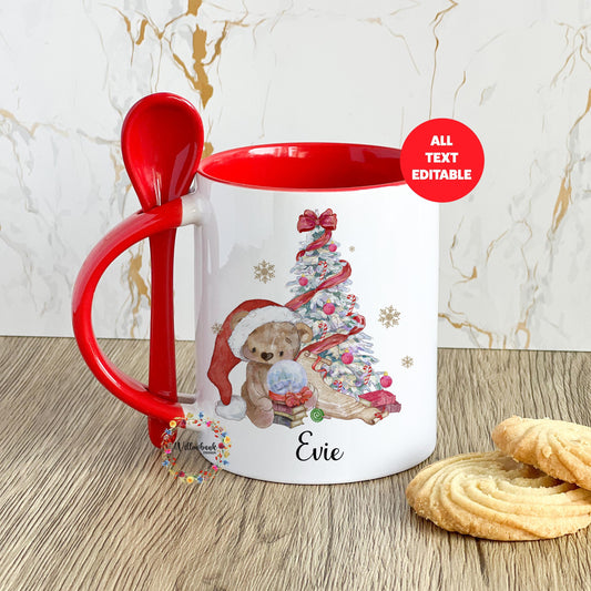 Personalised Christmas Tree Bear Mug l Children's Christmas Mug l Hot Chocolate