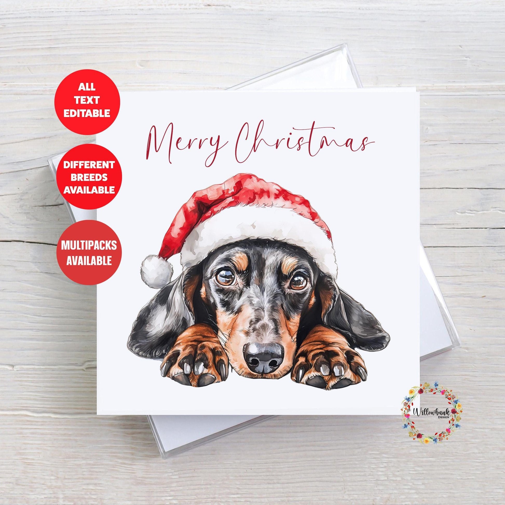 Dachshund Christmas Card l Dog Lover Festive Card l Santa Dogs